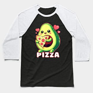 A cute sweet avocado eating pizza Baseball T-Shirt